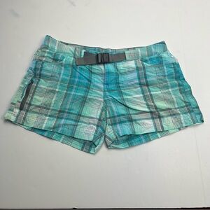 Columbia Womens Size‎ 8 Plaid Green Shorts Omni Shade Omni Wick Outdoor Belt